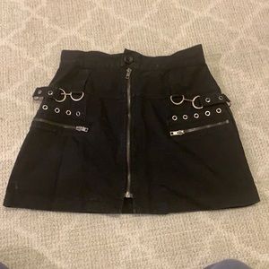 Black denim mini skirt